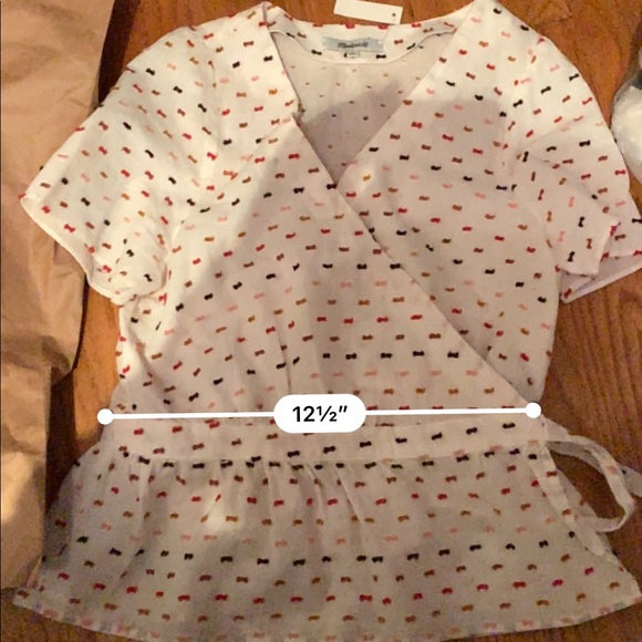 NWT $80 Madewell Ruffle Hem Wrap Top White - Picture 5 of 7